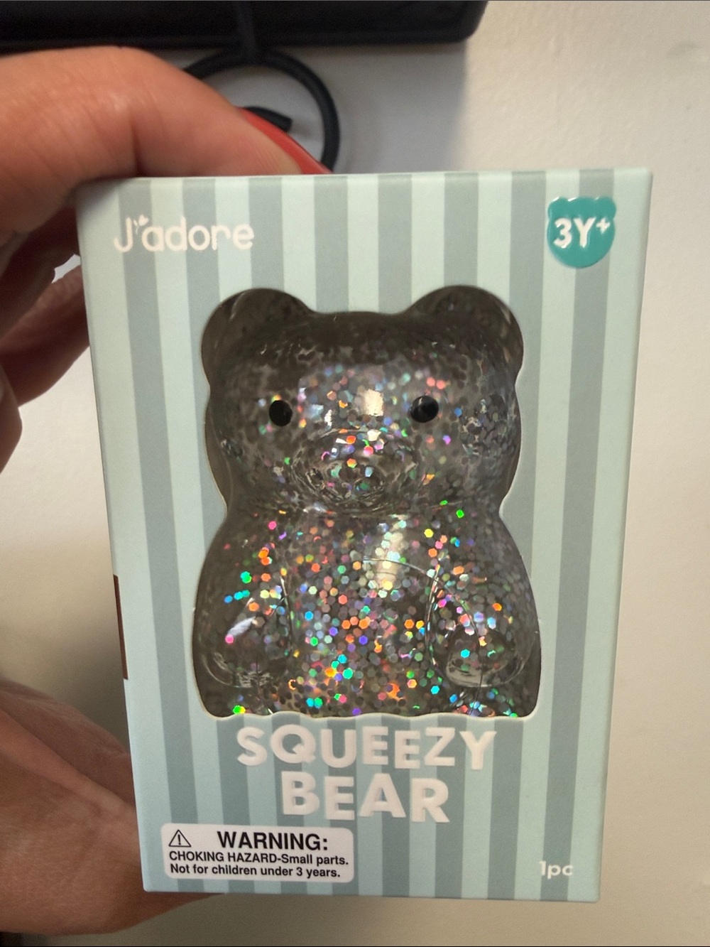 J’Adore Squeezy Bear Glitter Sensory Toy - Holographic Silver